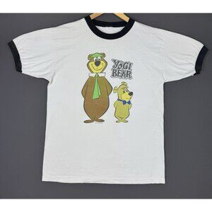 Vintage 2002 Hanna-Barbera Yogi Bear Ringer Shirt Cartoon Network TV Show Art